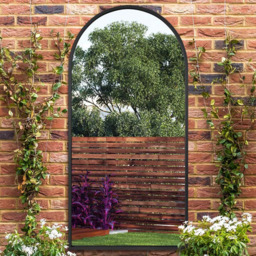 MirrorOutlet The Arcus Black Framed Arched Garden Wall Mirror 180 x 90cm - Size: 180 x 90 x 3cm - Wilko - thumbnail 3