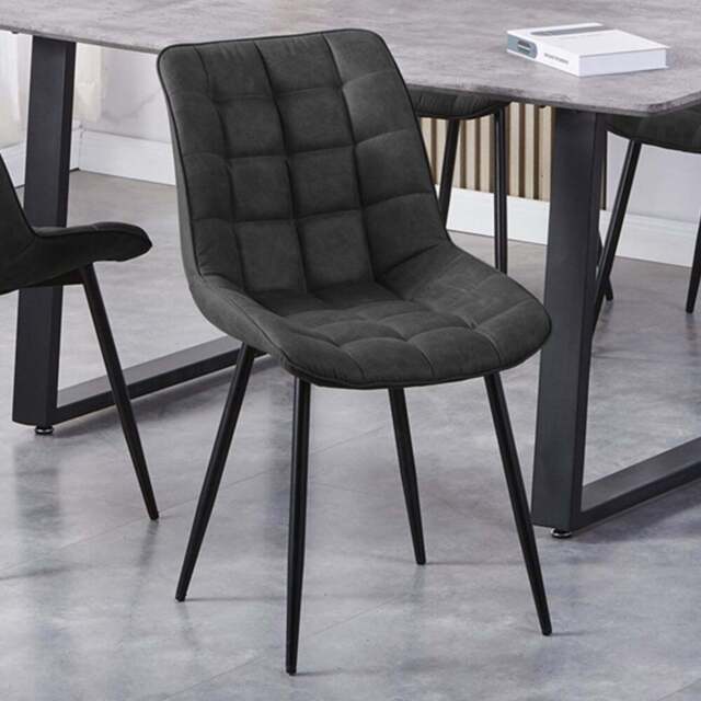 Alba Set of 2 Slate Grey Suede Effect Plush Padded Dining Chairs - MCC - Wilko - image 1