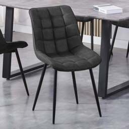 Alba Set of 2 Slate Grey Suede Effect Plush Padded Dining Chairs - MCC - Wilko