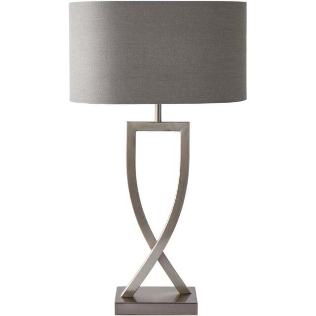 ValueLights Katniss Crossover Chrome and Grey Shade Metal LED Table Lamp - Size: 63 x 36 x 21.5cm - Silver - Wilko - image 1