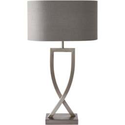 ValueLights Katniss Crossover Chrome and Grey Shade Metal LED Table Lamp - Size: 63 x 36 x 21.5cm - Silver - Wilko