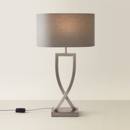 ValueLights Katniss Crossover Chrome and Grey Shade Metal LED Table Lamp - Size: 63 x 36 x 21.5cm - Silver - Wilko - thumbnail 4