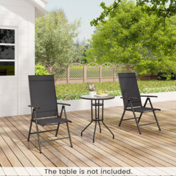 Costway Black Folding Outdoor Sling Dining Chairs with Adjustable Backrest - Size: 100 x 59 x 16cm - Wilko - thumbnail 5