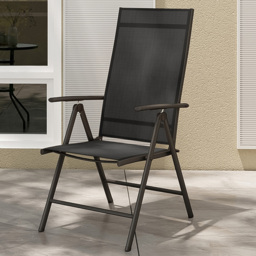 Costway Black Folding Outdoor Sling Dining Chairs with Adjustable Backrest - Size: 100 x 59 x 16cm - Wilko - thumbnail 1
