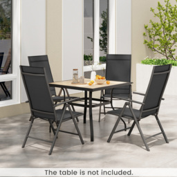 Costway Black Folding Outdoor Sling Dining Chairs with Adjustable Backrest - Size: 100 x 59 x 16cm - Wilko - thumbnail 7