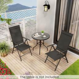 Costway Black Folding Outdoor Sling Dining Chairs with Adjustable Backrest - Size: 100 x 59 x 16cm - Wilko - thumbnail 6