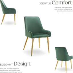 tectake Avane Set of 6 Green Velvet Look Padded Dining Chair - Wilko - thumbnail 4