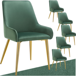 tectake Avane Set of 6 Green Velvet Look Padded Dining Chair - Wilko - thumbnail 3