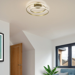 Cosylyte Alston 2 Ring Brushed Brass LED Flush Ceiling Light - Size: 9 x 50 x 50cm - Gold - Wilko - thumbnail 7