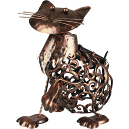 Luxform Solar Powered Metal Cat Led Light - Size: 13.5 x 18 x 25cm - Silver - Wilko