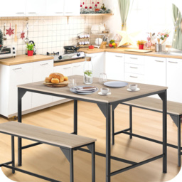 tectake Bolton 2 Seater Oak Sonoma Dining Table Set with Bench - Brown - Wilko - thumbnail 6