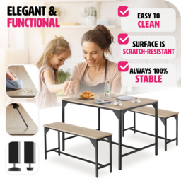 tectake Bolton 2 Seater Oak Sonoma Dining Table Set with Bench - Brown - Wilko - thumbnail 5