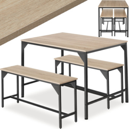 tectake Bolton 2 Seater Oak Sonoma Dining Table Set with Bench - Brown - Wilko - thumbnail 3