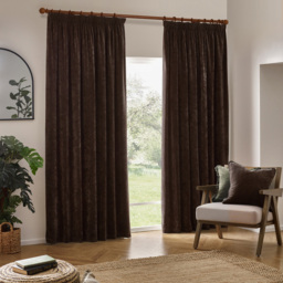 Yard Heavy Brown Chenille Velvet Pencil Pleat Curtains 117 x 183cm - Size: W 117 x D 183cm - Wilko - thumbnail 6