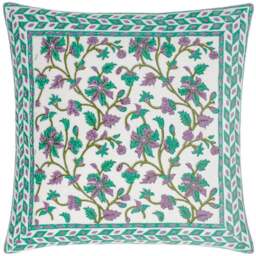 Paoletti Mentera Oasis Green Lilac Floral Velvet Cushion - Size: 50 x 50 cm - Wilko - thumbnail 1