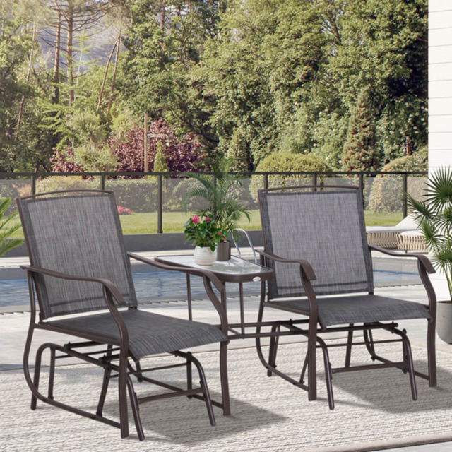 Outsunny 2 Seater Grey Rocking Companion Seat - Wilko - image 1