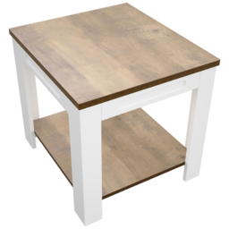 AVF Whitesands Satin White and Wood Side Table - Size: 45 x 50 x 45cm - Multi - Wilko - thumbnail 3