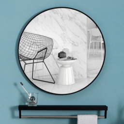 Nordic Wall Hanging Bathroom Mirror 50cm - Size: 50 x 50 x 3.5cm - Black - Living and Home - Wilko - thumbnail 3