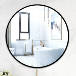 Nordic Wall Hanging Bathroom Mirror 50cm - Size: 50 x 50 x 3.5cm - Black - Living and Home - Wilko - thumbnail 5