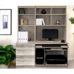 R White Cabinets 3 Drawer Set-17 Computer Desk with Bookcase and Printer Shelf Grey - Size: 182.8 x 132.9 x 54cm - Wilko - thumbnail 5