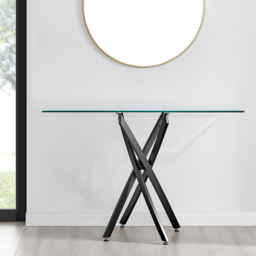 Furniturebox Tavolo Matte Black and Clear Tempered Glass Console Table - Size: 40 x 120 x 78cm - Wilko - thumbnail 7
