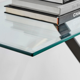 Furniturebox Tavolo Matte Black and Clear Tempered Glass Console Table - Size: 40 x 120 x 78cm - Wilko - thumbnail 4