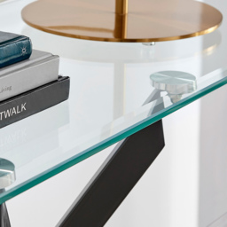 Furniturebox Tavolo Matte Black and Clear Tempered Glass Console Table - Size: 40 x 120 x 78cm - Wilko - thumbnail 5