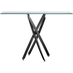 Furniturebox Tavolo Matte Black and Clear Tempered Glass Console Table - Size: 40 x 120 x 78cm - Wilko - thumbnail 3