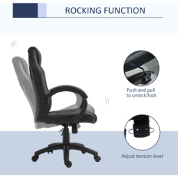 Portland Black Faux Leather Swivel Computer Desk Office Chair - Size: 71 x 61 x 118cm - Grey - Wilko - thumbnail 7