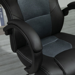 Portland Black Faux Leather Swivel Computer Desk Office Chair - Size: 71 x 61 x 118cm - Grey - Wilko - thumbnail 5