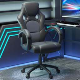 Portland Black Faux Leather Swivel Computer Desk Office Chair - Size: 71 x 61 x 118cm - Grey - Wilko - thumbnail 1