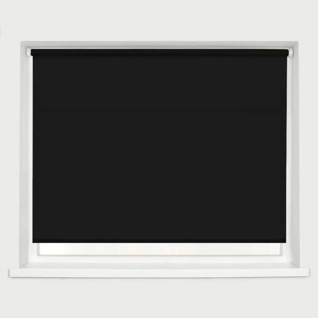 Caecus Straight Edge Roller Blind Black 120cm - Wilko - image 1