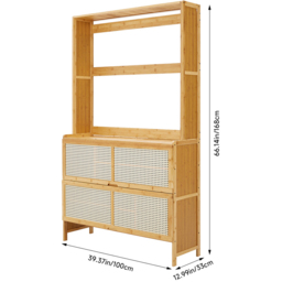 H&O Direct 4 Tier Brown Shoe Cabinet - Size: 168 x 100 x 33cm - Cream - Wilko - thumbnail 7
