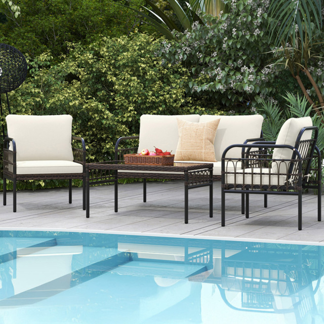Costway 4 Seater White Patio Furniture Set - Wilko - image 1