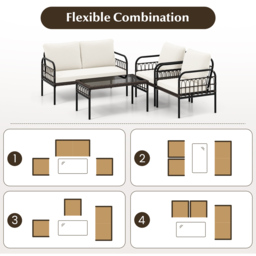 Costway 4 Seater White Patio Furniture Set - Wilko - thumbnail 5