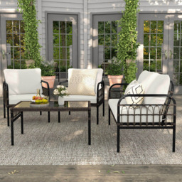 Costway 4 Seater White Patio Furniture Set - Wilko - thumbnail 4