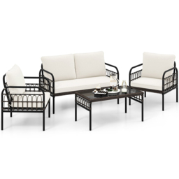 Costway 4 Seater White Patio Furniture Set - Wilko - thumbnail 3