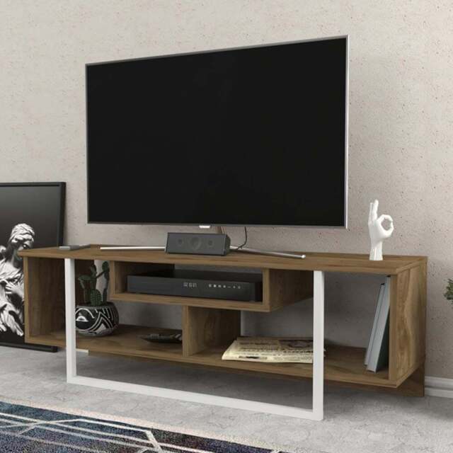 Decorotika Asal Oud Oak and White Wide TV Unit - Size: 40.2 x 119.4 x 35.2cm - Multi - Wilko - image 1