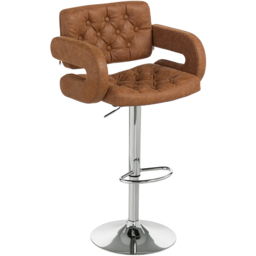 Portland Brown PU Leather Height Adjustable Swivel Bar Stool - Size: Single - Wilko - thumbnail 3