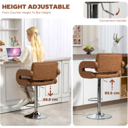 Portland Brown PU Leather Height Adjustable Swivel Bar Stool - Size: Single - Wilko - thumbnail 5