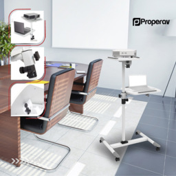 ProperAV Mobile Desk Workstation and Projector Trolley White - Size: 12 x 51 x 70cm - Wilko - thumbnail 6