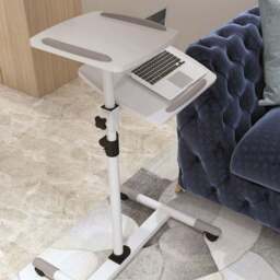 ProperAV Mobile Desk Workstation and Projector Trolley White - Size: 12 x 51 x 70cm - Wilko