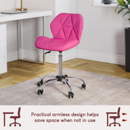 Vida Designs Pink PU Faux Leather Swivel Office Chair - Size: 96 x 48 x 49cm - Wilko - thumbnail 5