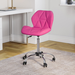 Vida Designs Pink PU Faux Leather Swivel Office Chair - Size: 96 x 48 x 49cm - Wilko - thumbnail 4
