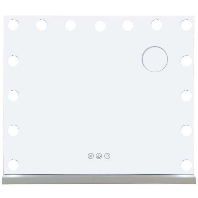 Alivio Hollywood Vanity Mirror with 15 LED Bulb - Size: 67.5 x 60cm - White - Wilko - image 1