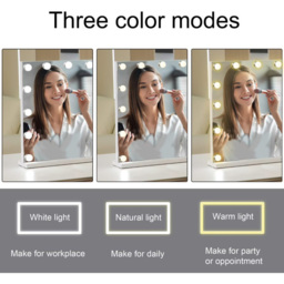 Alivio Hollywood Vanity Mirror with 15 LED Bulb - Size: 67.5 x 60cm - White - Wilko - thumbnail 4