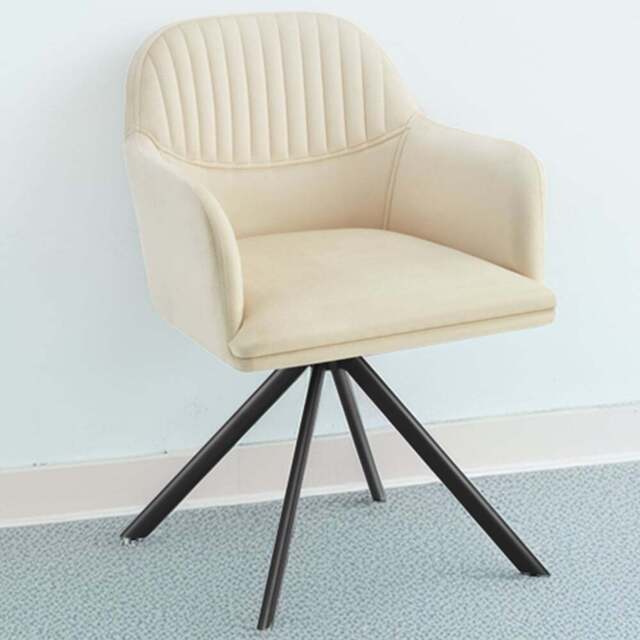 tectake Set of 6 Cream and Black Velvet Fabric Swivel Accent Armchair - Size: Single - Wilko - image 1
