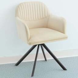 tectake Set of 6 Cream and Black Velvet Fabric Swivel Accent Armchair - Size: Single - Wilko