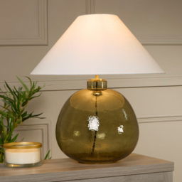 Lighting Collection Dutton Green Glass Table Lamp - Size: 52 x 50 x 50cm - Green and Gold - Wilko - thumbnail 3