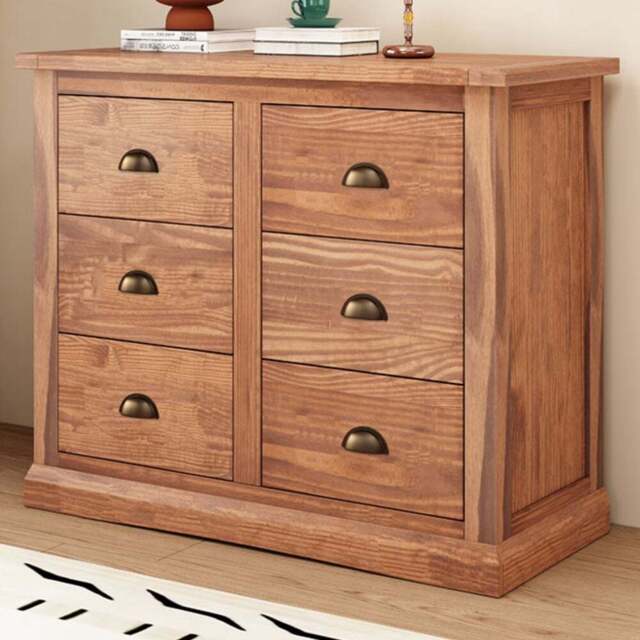 Cabinet Bits Tirolo 6 Drawer Brown Brass Cup Handle Chest of Drawers - Wilko - image 1